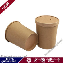 High-Grade Thickened Disposable Kraft Paper Bucket Soup Bowl Snacks Soup Noodle Takeaway Package Soup Cup with Lid